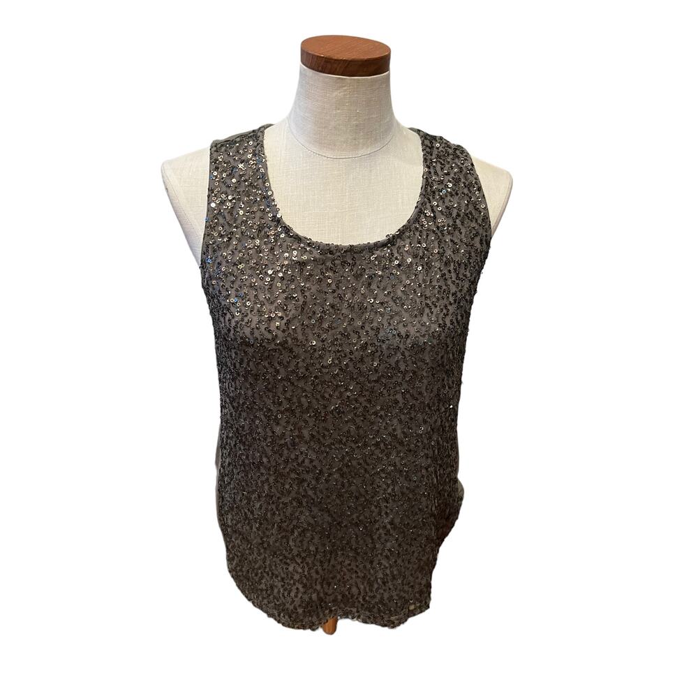 Chicos Olive Green Sequin Tank Top
